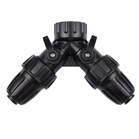 Yulaiyoen faucet 2-way splitter attached for flexible watering from a single spigot.