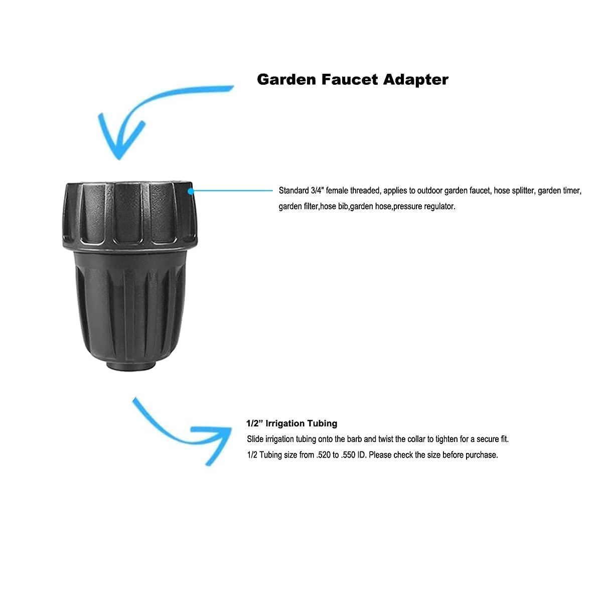 Yulaiyoen garden hose adapter highlights locking capability for steady irrigation.