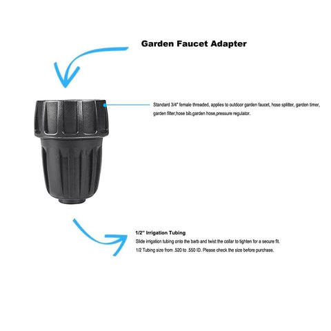 Yulaiyoen garden hose adapter highlights locking capability for steady irrigation.