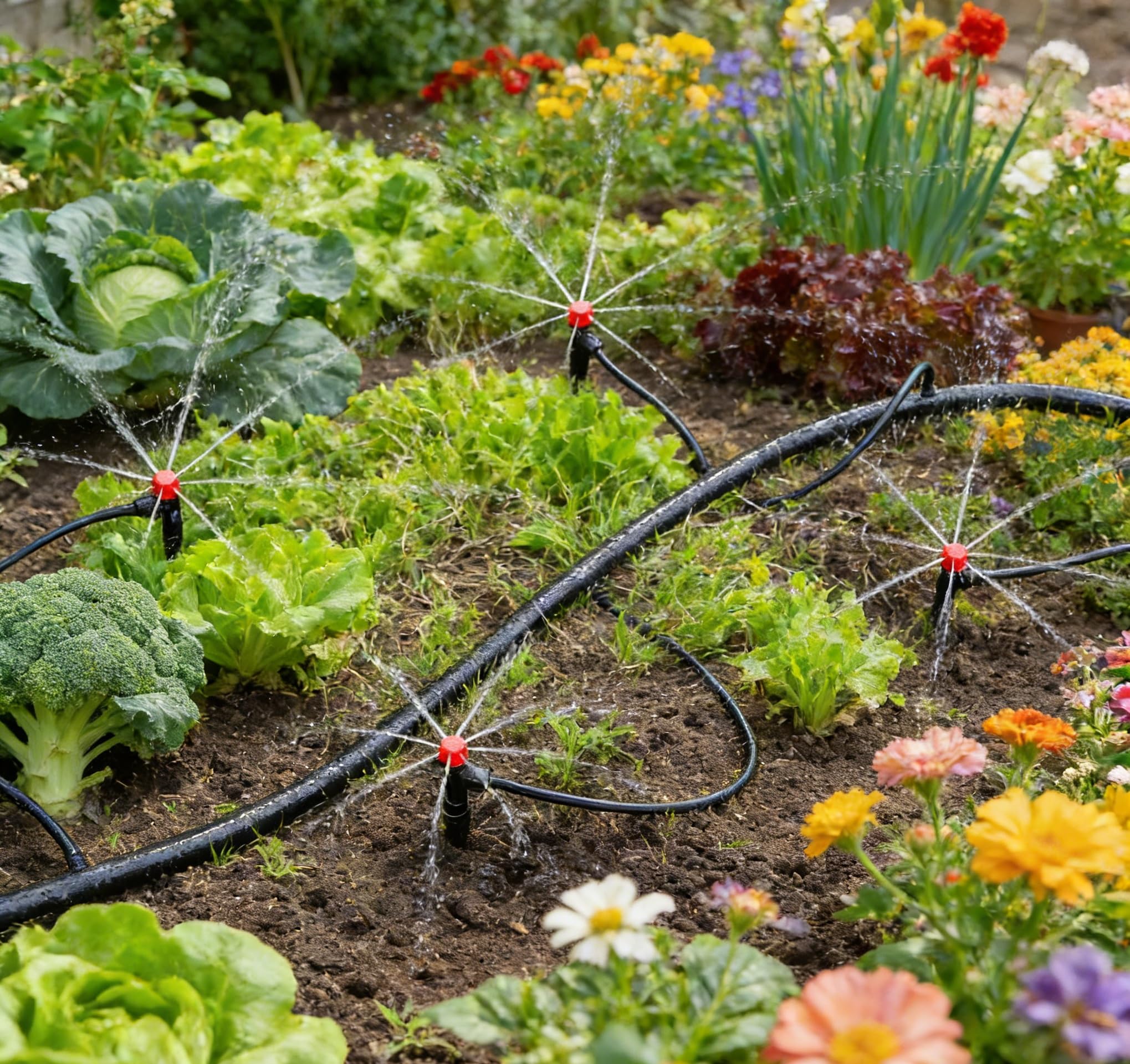 Yulaiyoen garden irrigation set ideal for beds, pots, and greenhouse use.