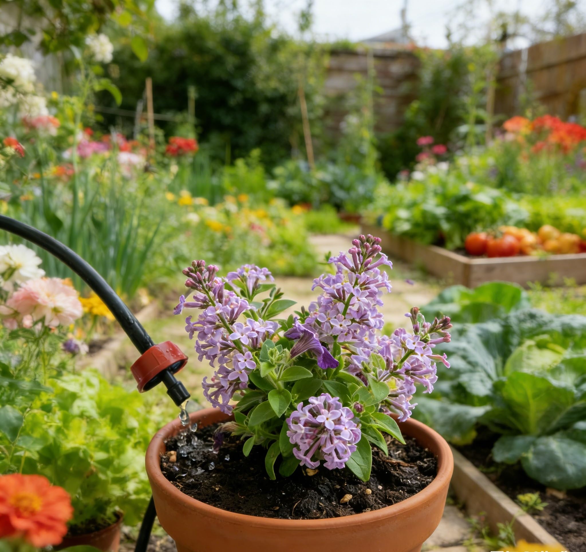 Yulaiyoen garden-wide applications for bonsai, beds, and containers.
