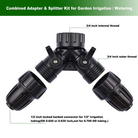 Yulaiyoen half-inch tubing connection enables easy transition to drip tubing.