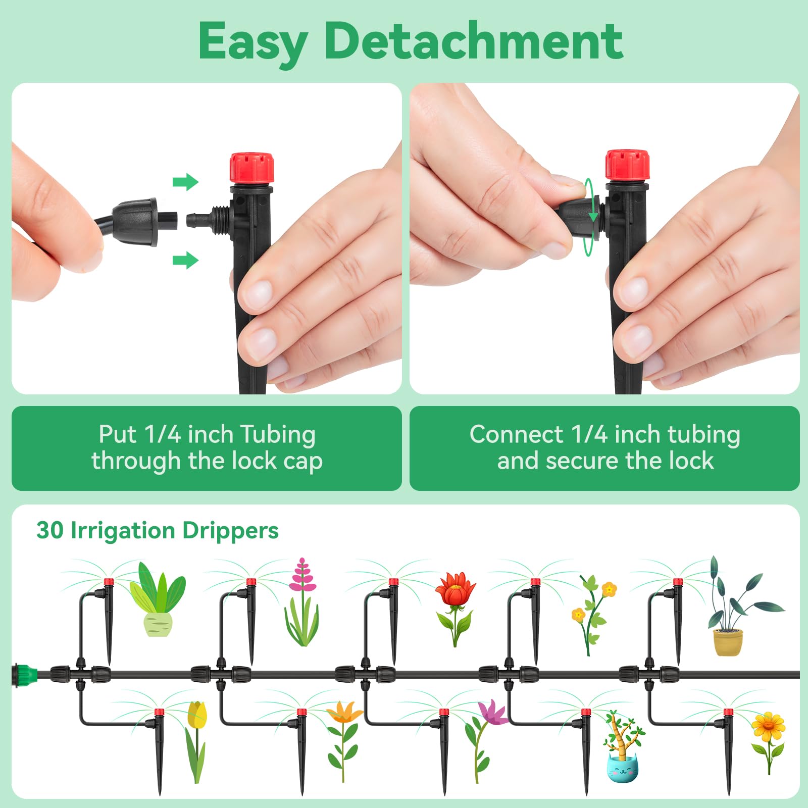 Yulaiyoen individual dripper unit supports targeted plant watering.
