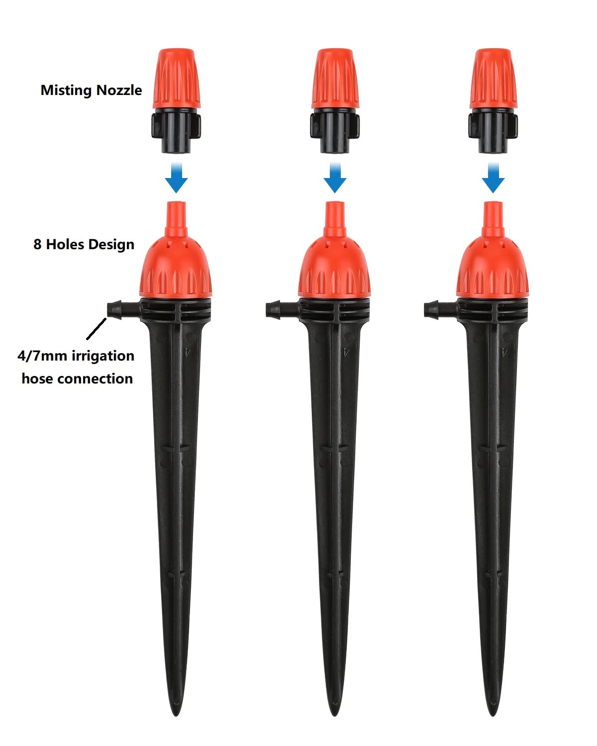 Yulaiyoen misting nozzle emitter provides even distribution for healthy beds.
