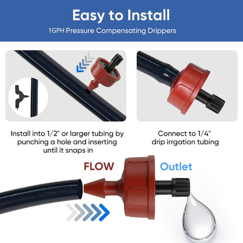 Yulaiyoen self-flushing emitters ensuring reliable flow and fewer clogs.