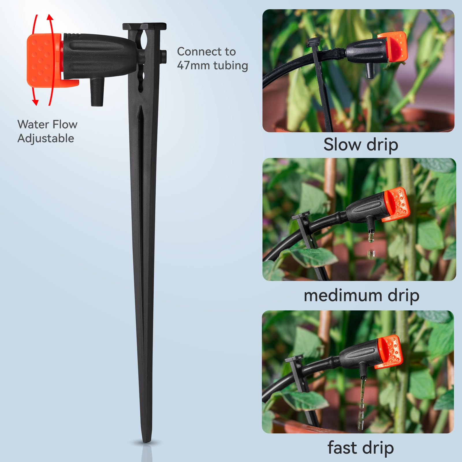 Yulaiyoen support stakes included to stabilize drip lines for pots.