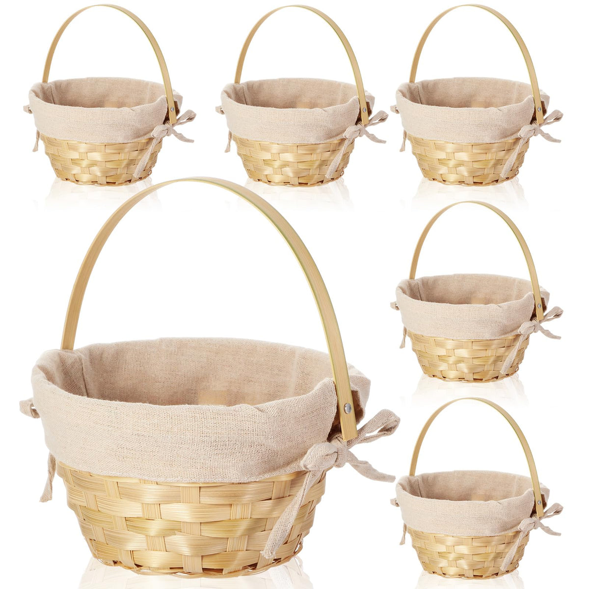 Yulejo bamboo Easter baskets 6-pack with handles for easy gifting