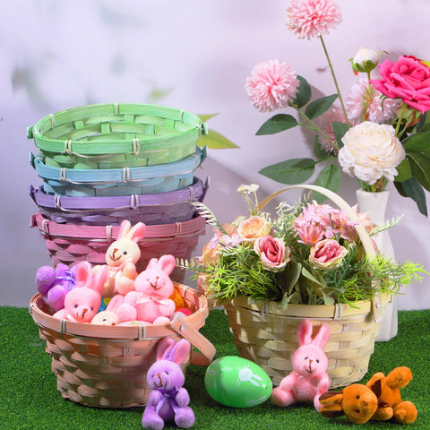Yulejo Barydat Easter bamboo basket light blue with handle ideal classroom or family gathering