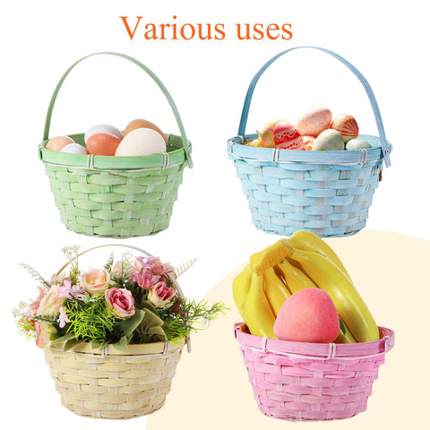 Yulejo Barydat Easter bamboo basket light green with handle colorful décor for celebrations