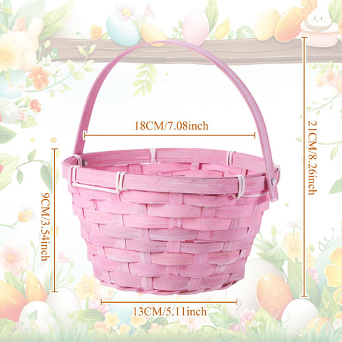 Yulejo Barydat Easter bamboo basket light orange with handle great for party favors