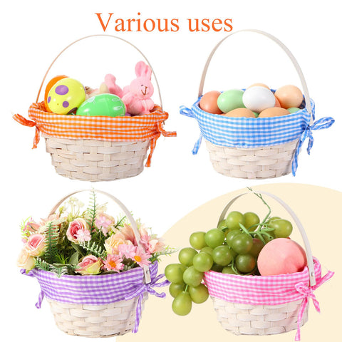 Yulejo Easter basket in green with handle, convenient for picnic decor