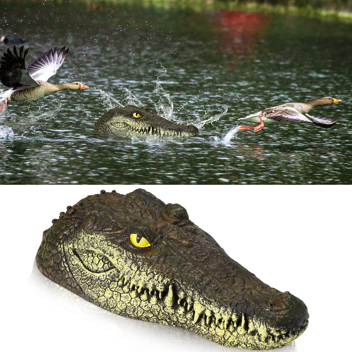 Yulejo pond alligator head in water adds wildlife deterrence