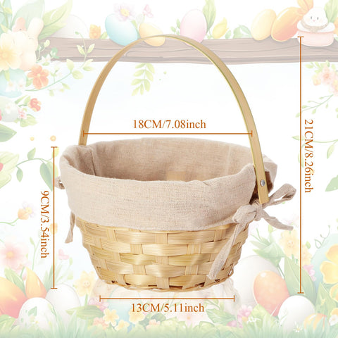 Yulejo round beige bamboo buckets with handles for Easter decor