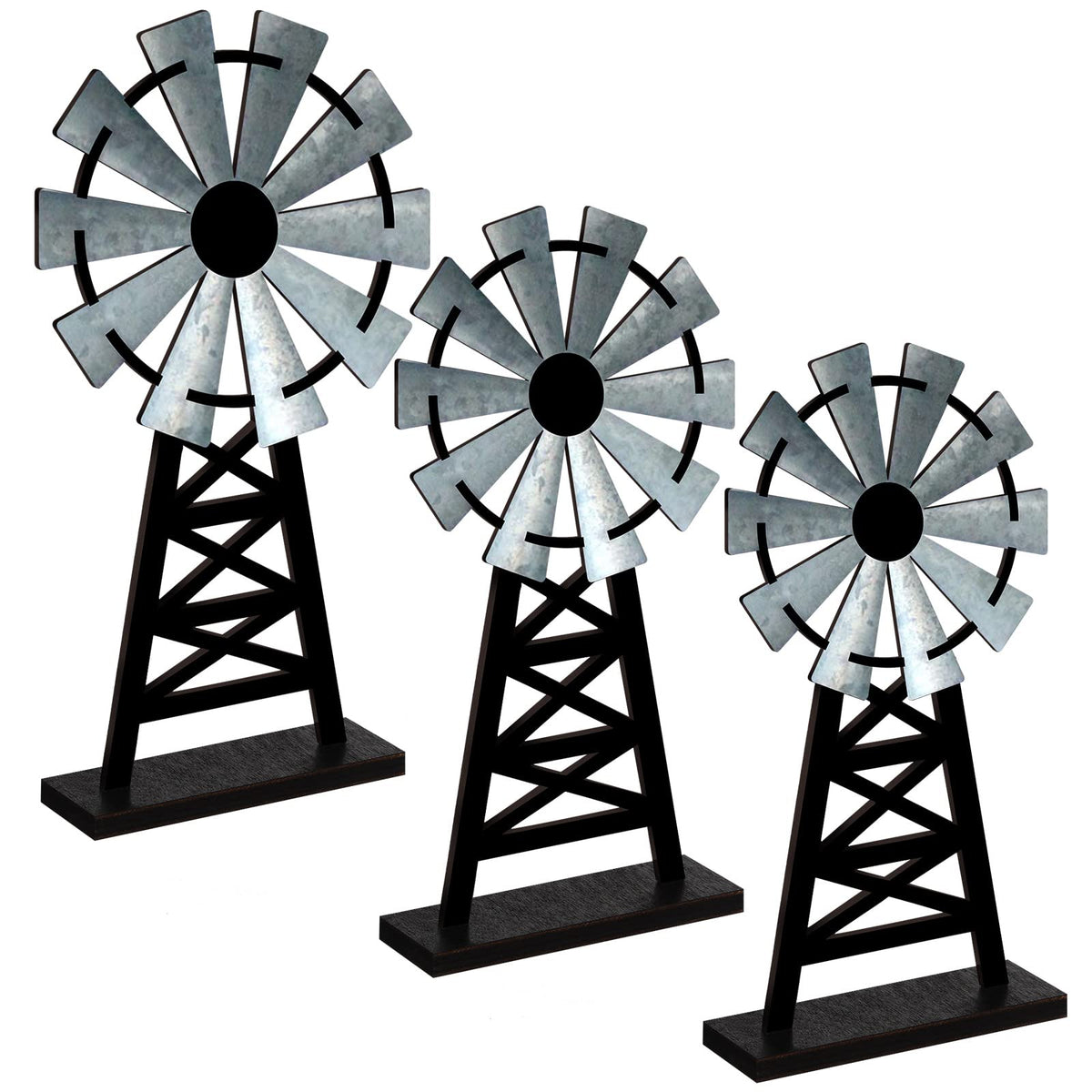Yulejo windmills set with largest 28x15 cm windmill on stand for tabletop display