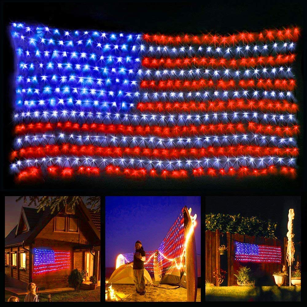 YULIANG LED flag net lights 6.5ft x 3.2ft for outdoor patriotic display