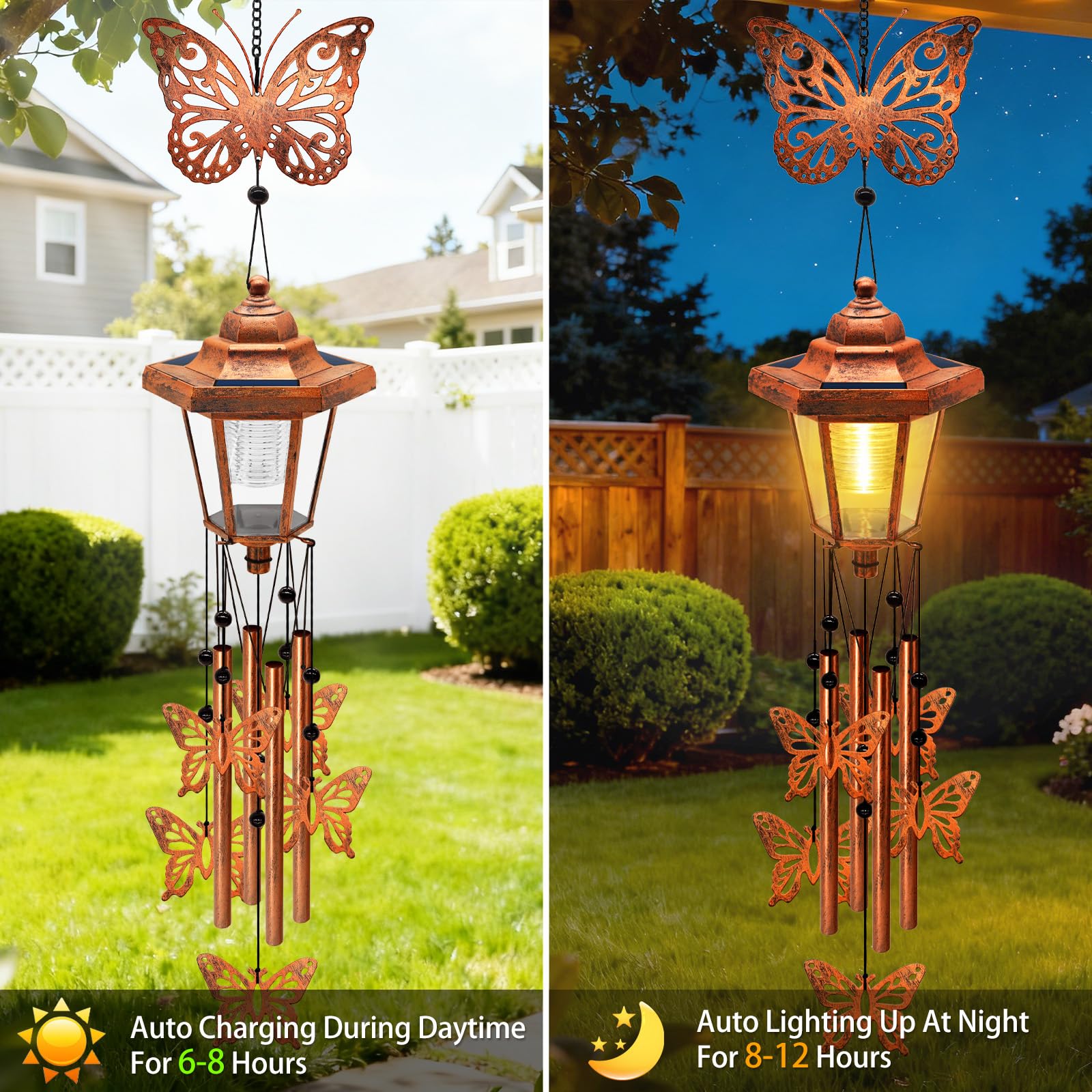 Yulloyello bronze wind chime tubes close-up highlights craftsmanship