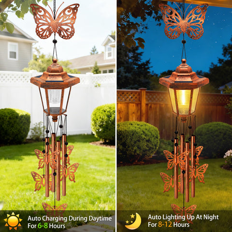 Yulloyello bronze wind chime tubes close-up highlights craftsmanship