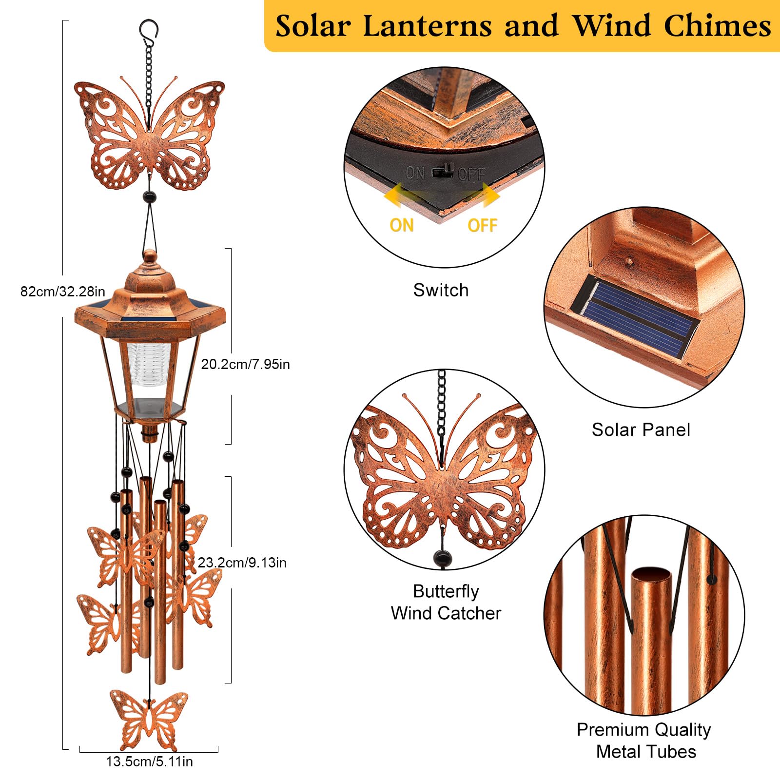 Yulloyello wind catcher and solar light glow for serene evenings