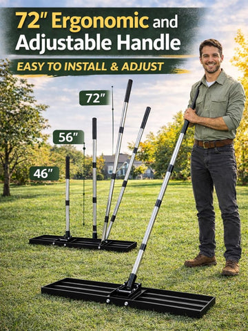 Yumatum ergonomic design reduces bending during lawn leveling tasks.