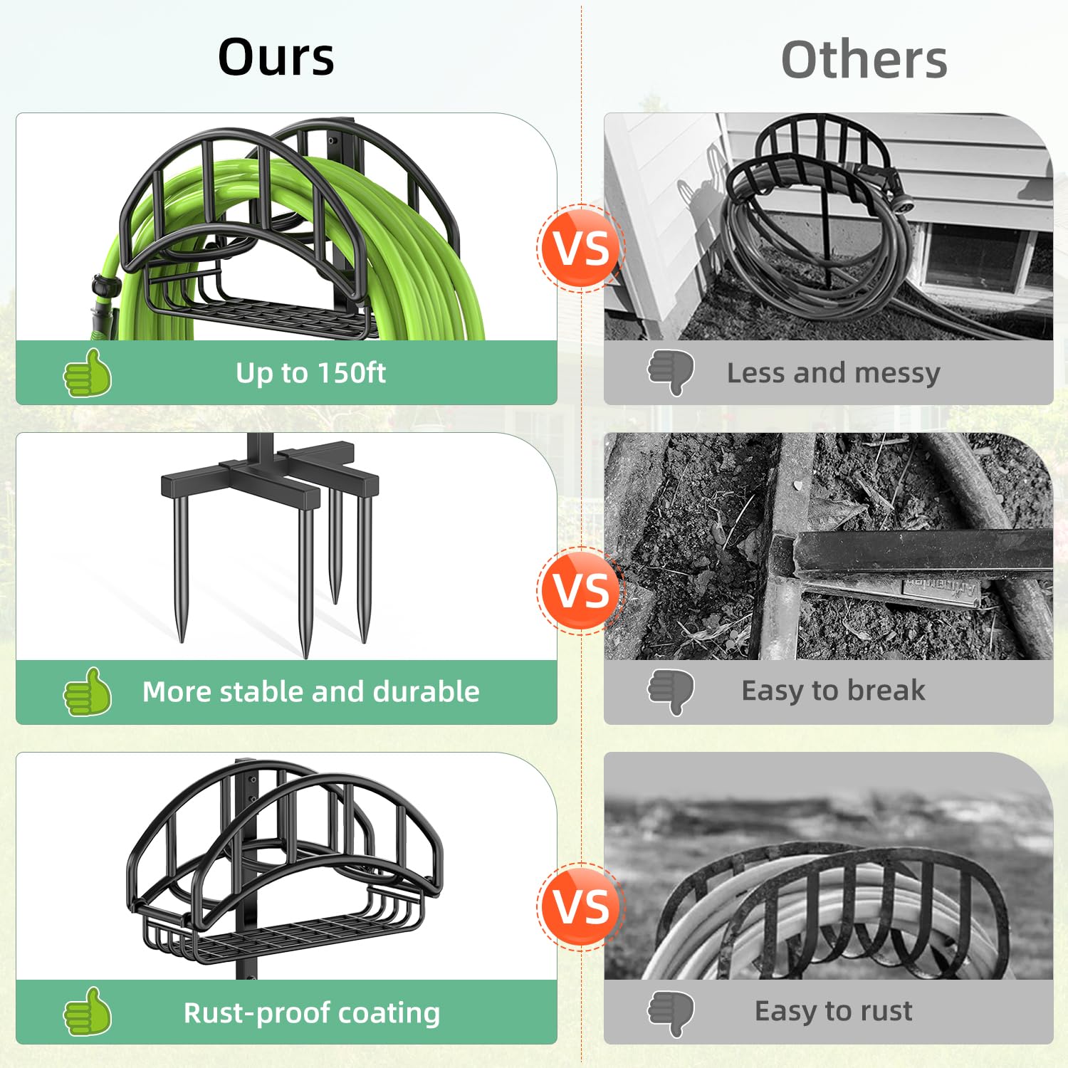 Free-standing outdoor hose storage ideal for yards and gardens