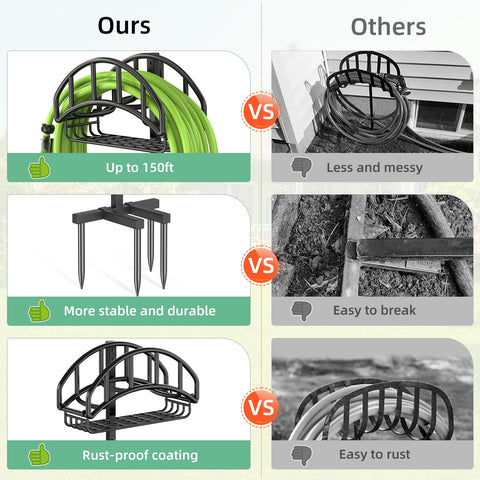 Free-standing outdoor hose storage ideal for yards and gardens