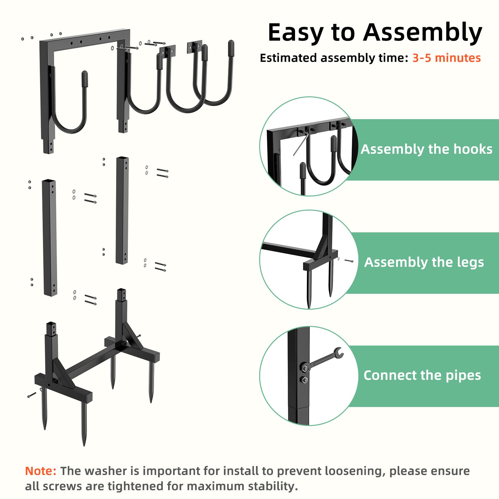 Easy detachment supports winter storage and seasonal reconfiguration.