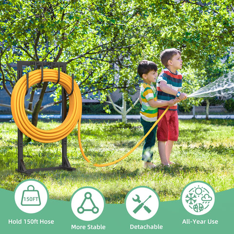 Integrated storage helps you keep hoses tidy and ready for watering.