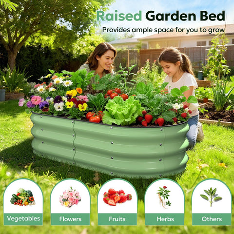 Yumatum raised garden bed side view highlights compact footprint for small patios.