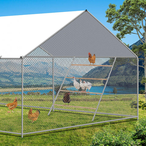 YUMEKA side view shows stable supports ideal for a spacious coop perch.
