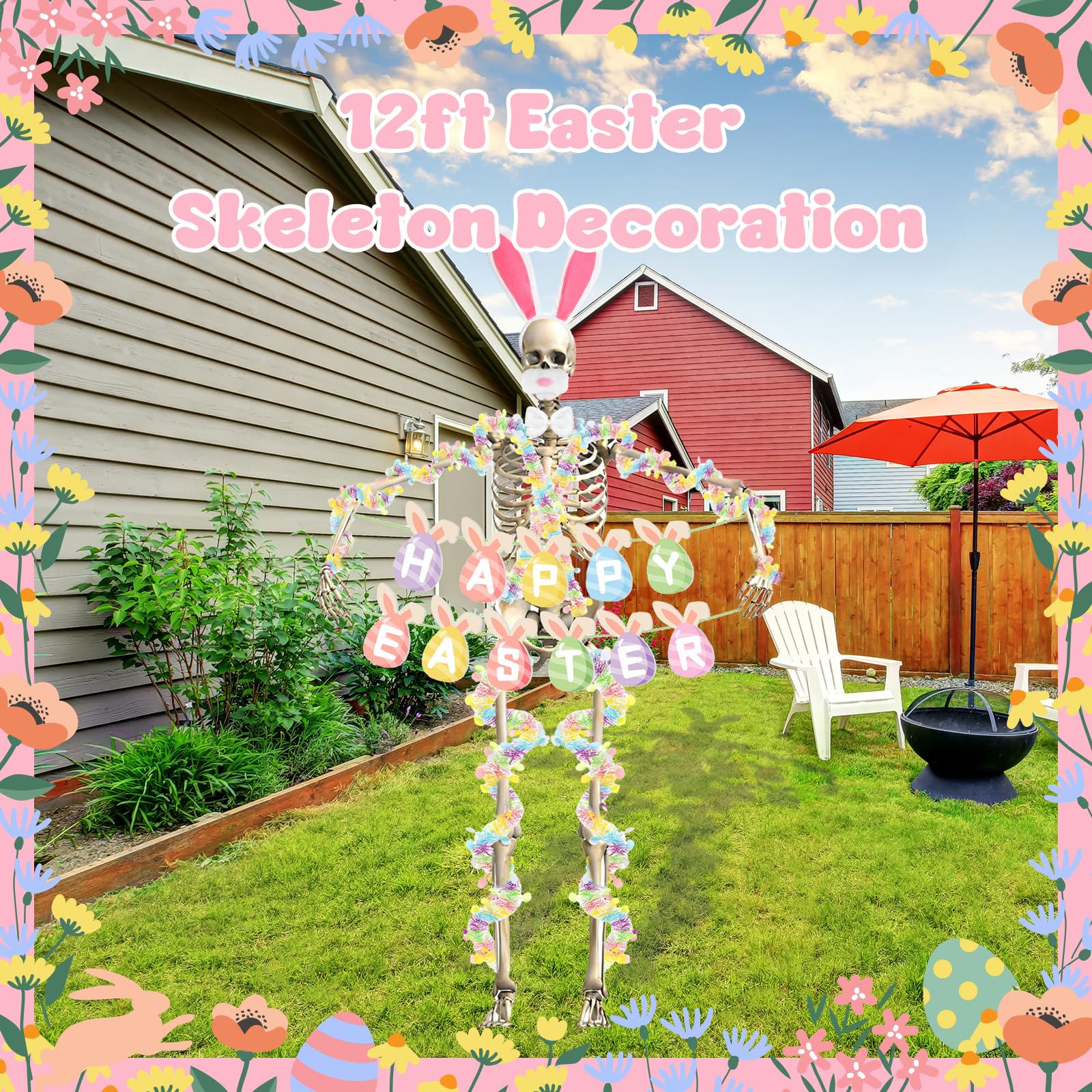 Yuminefeety banner reads Happy Easter to brighten outdoor scenes.