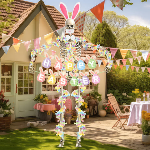 Yuminefeety Easter skeleton headband adds playful bunny flair to decor.