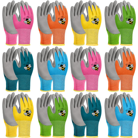 Yumoin kids gardening gloves pink bee-pattern protect hands during planting