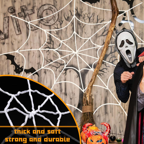 YUNAI fake spider web haunted-house style enhances dramatic yard setups.