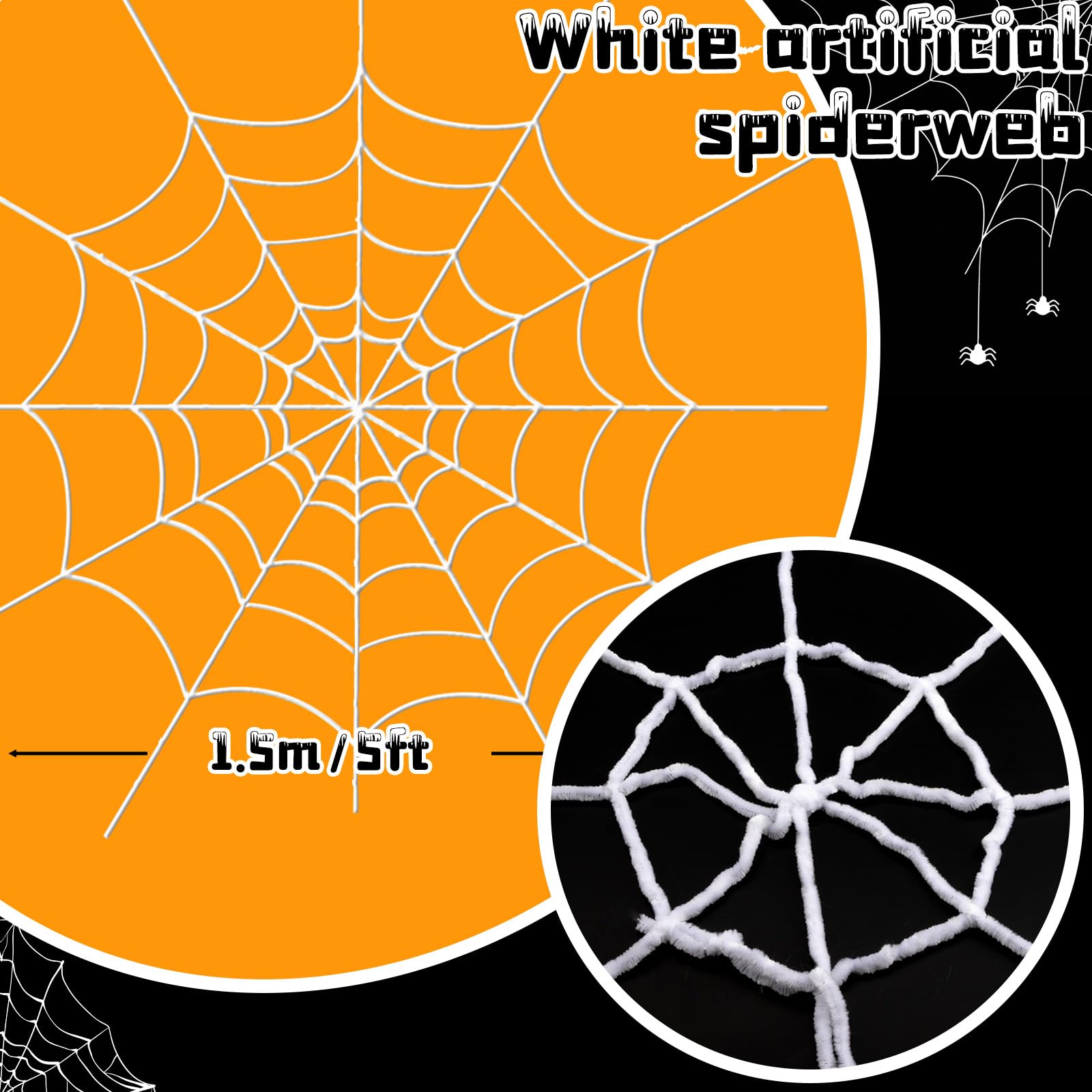 YUNAI Spider Webs hanging wall decor adds eerie texture for windows and doors.