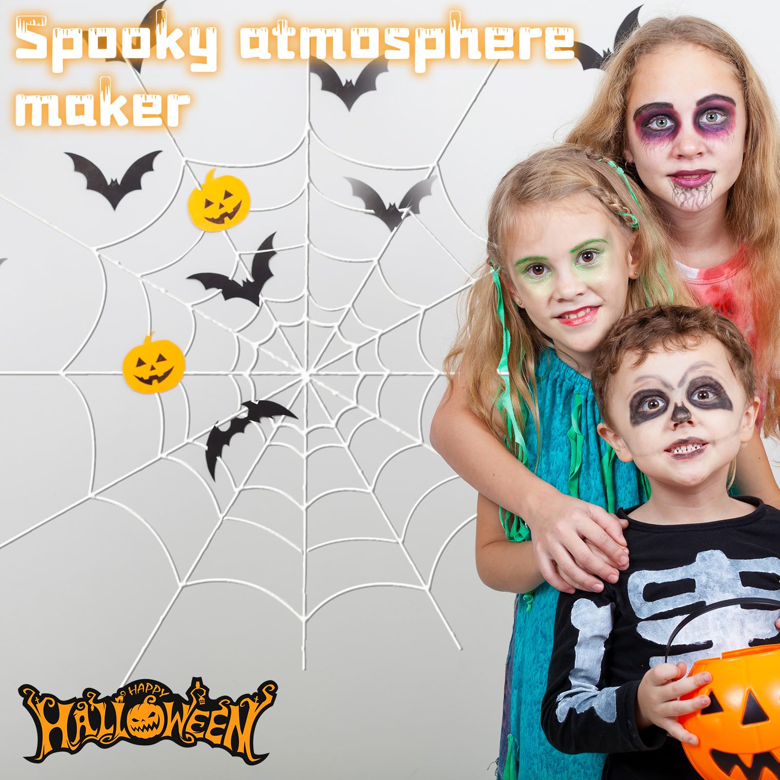 YUNAI Spider Webs terrace spooky scene creates immersive Halloween ambiance.