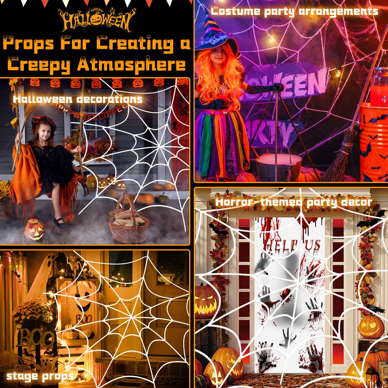 YUNAI spider webs wall decor Halloween for windows and walls.