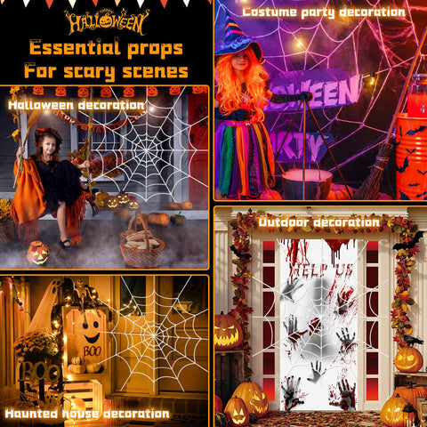 YUNAI Spider Webs window backdrop enhances photo moments with ghostly glow.