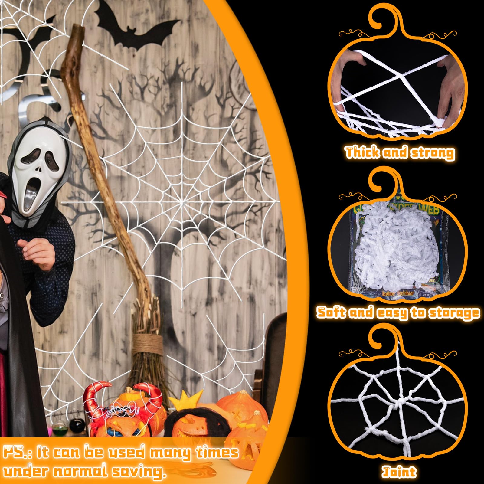 YUNAI Spider Webs yard decoration helps stage a haunting outdoor scene.