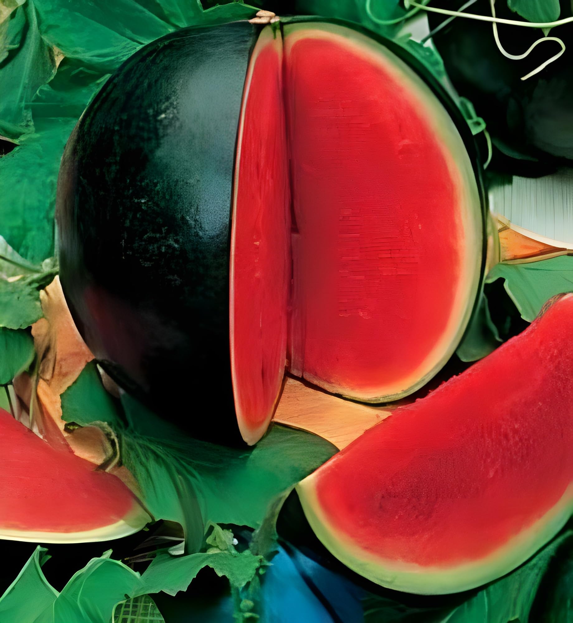 Yunakesa Bush Sugar Baby watermelon seeds for compact gardens yielding sweet, small watermelons.