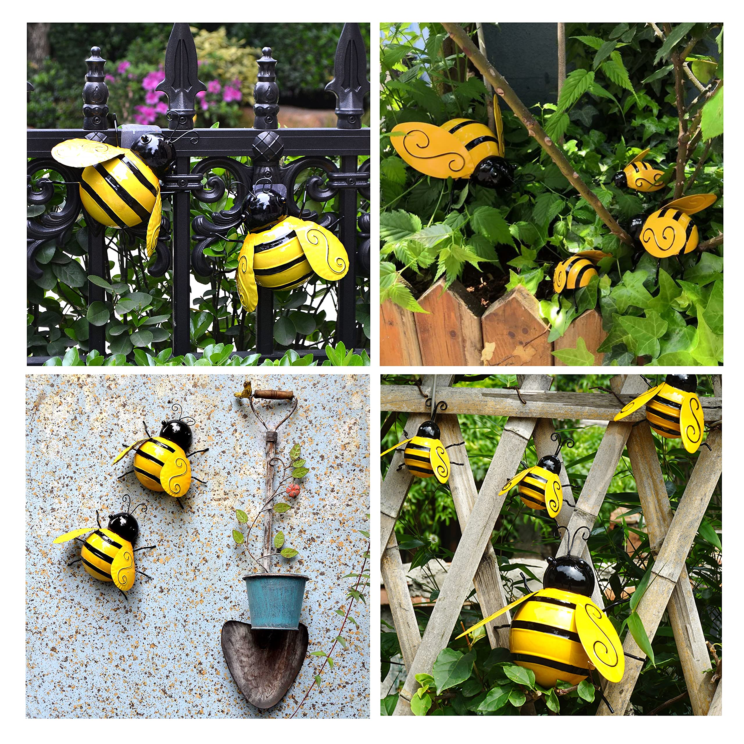 Yungeln Bumble Bee wall art hanging design easily attaches to fences.