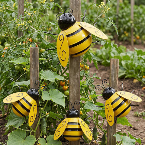Yungeln Bumble Bee wall art large provides bold focal point for patio.