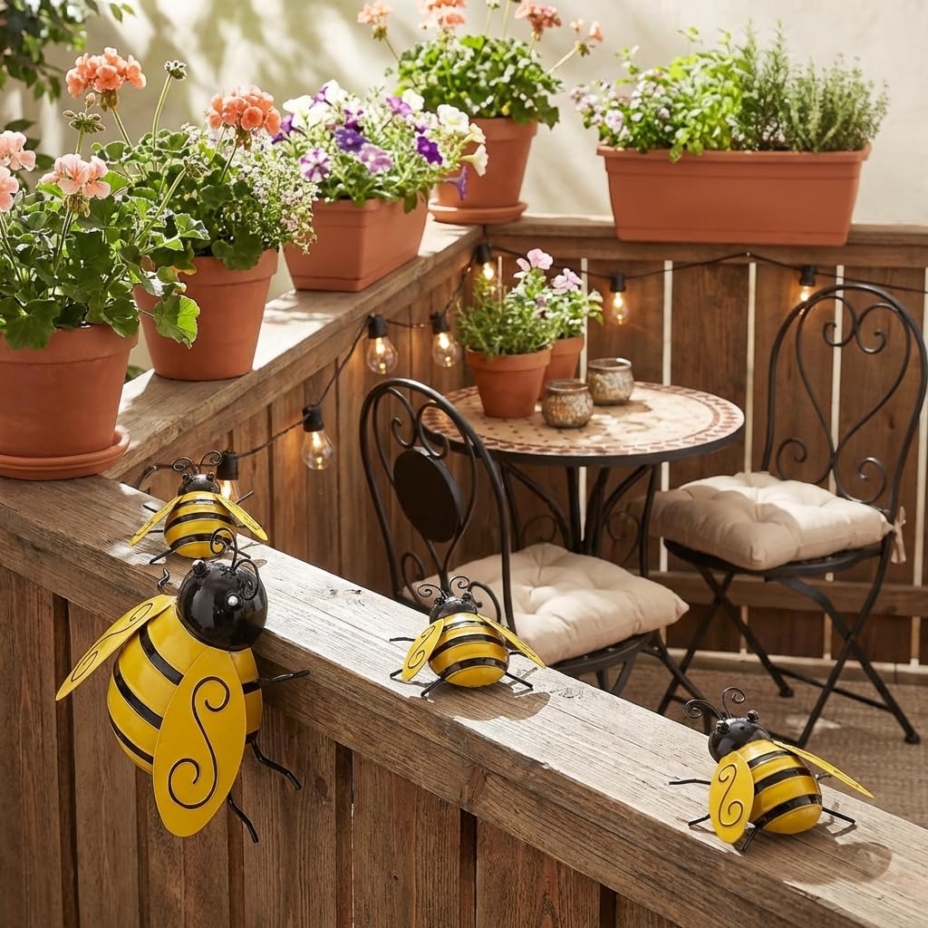 Yungeln Bumble Bee wall art medium adds color to shed walls.