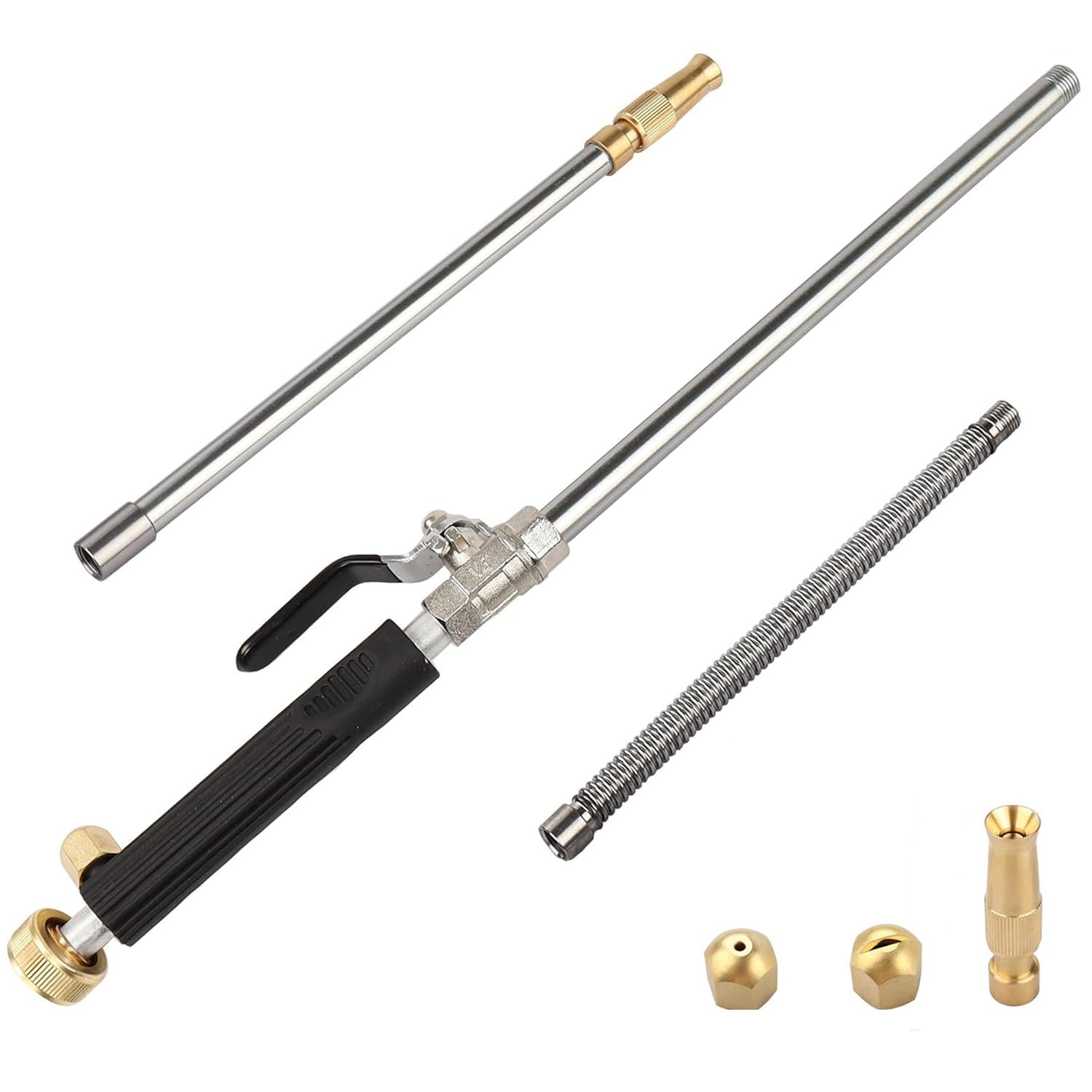 YunGuoGuo extendable wand at full 39-inch reach cleaning gutters
