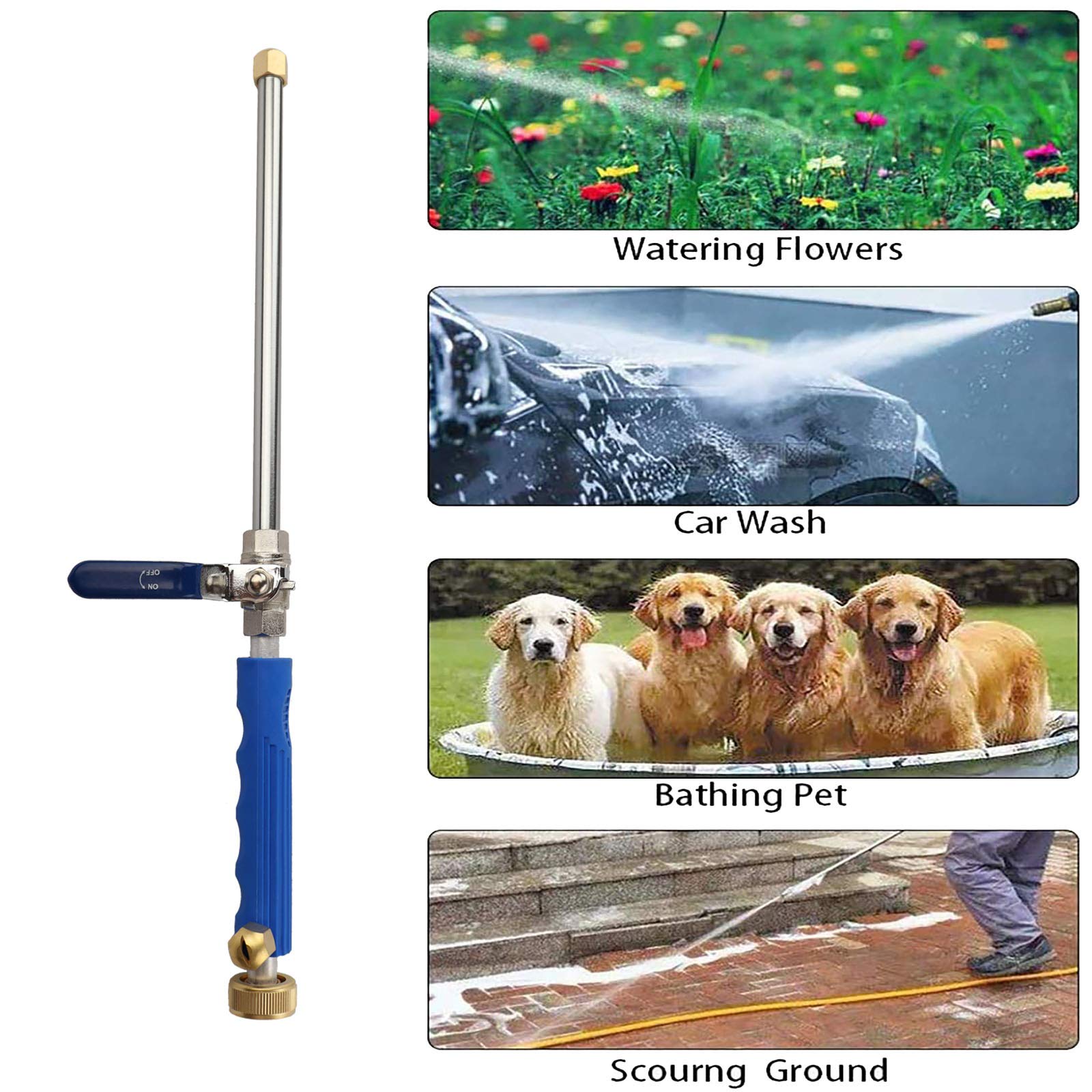 YunGuoGuo cleaning wand suitable for car, patio, and gutter tasks.