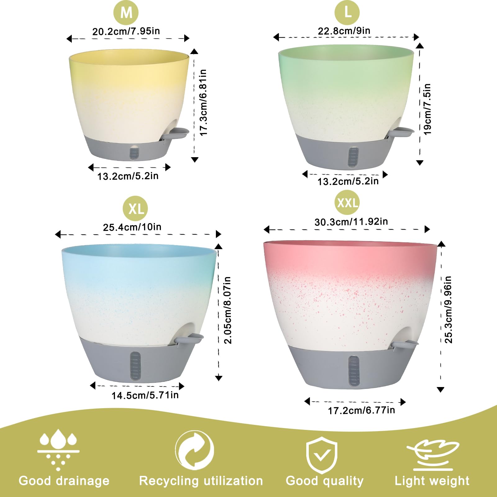 YUNLINGAA 10-inch planter ideal for desks and shelves