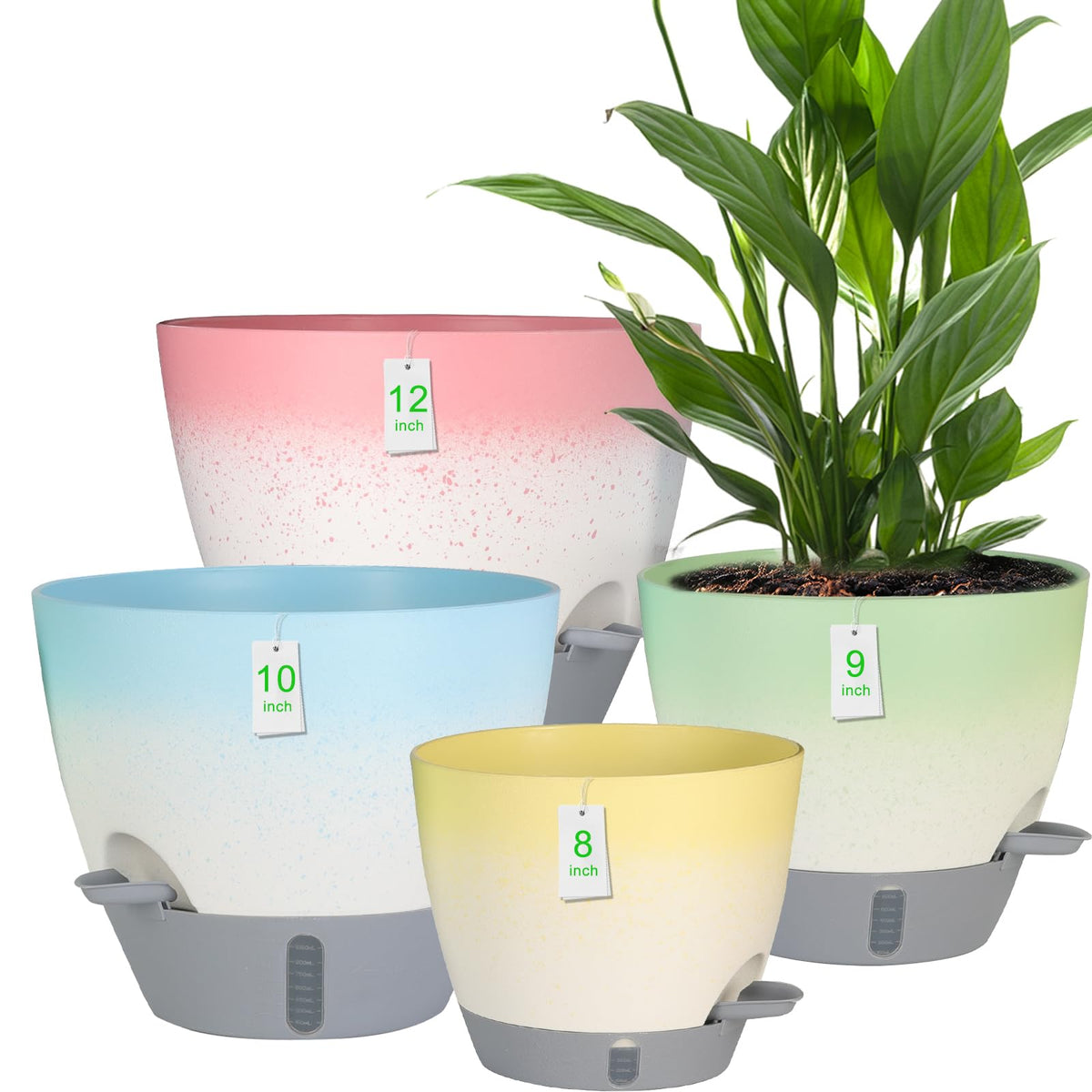 YUNLINGAA 12-inch planter from the set with a wide top for lush indoor plants