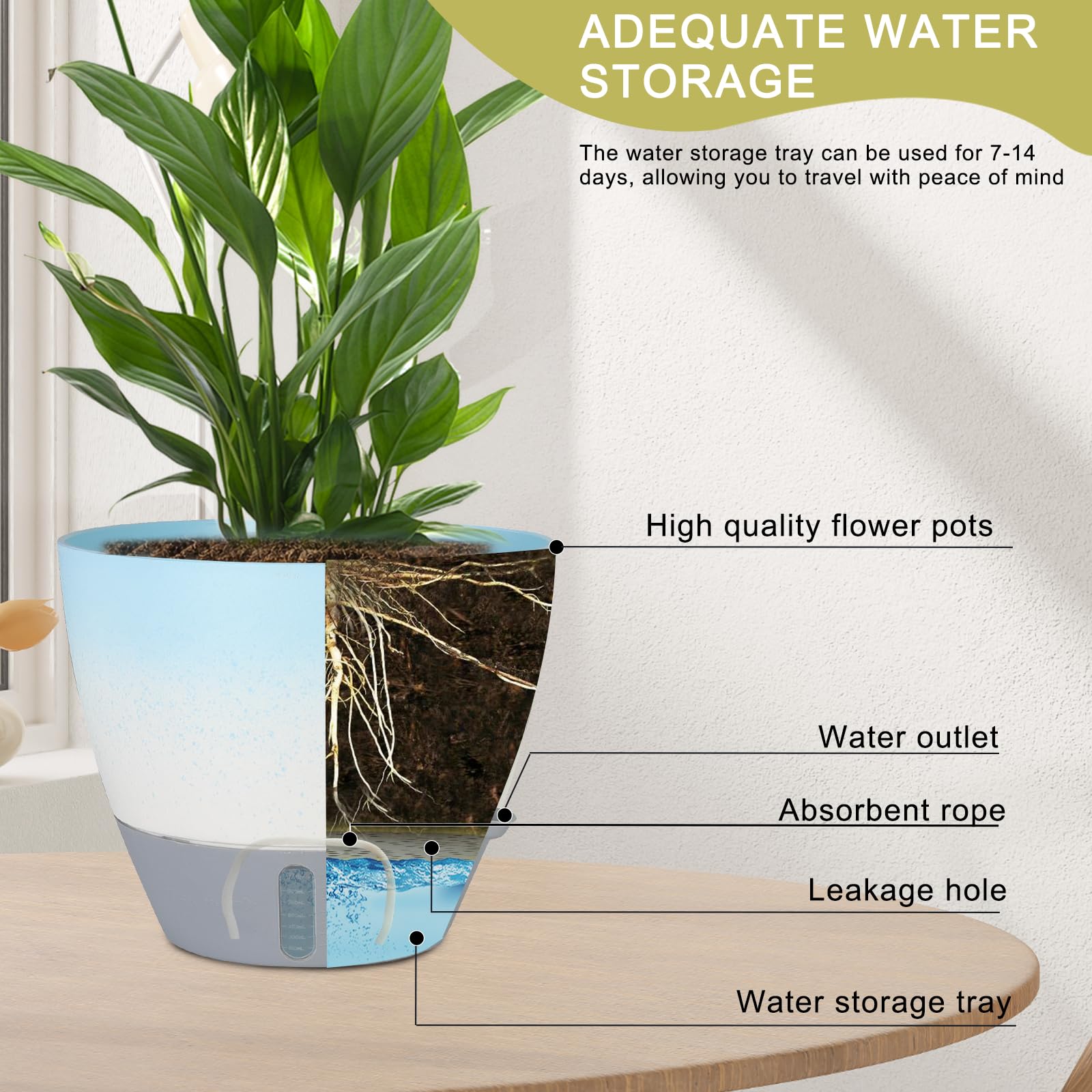 YUNLINGAA 9-inch planter suitable for succulents and small foliage