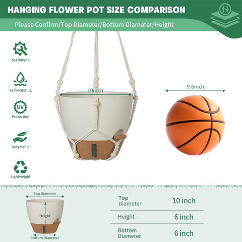 YUNLINGAA self-watering hanging planter tray and reservoir for extended watering intervals.