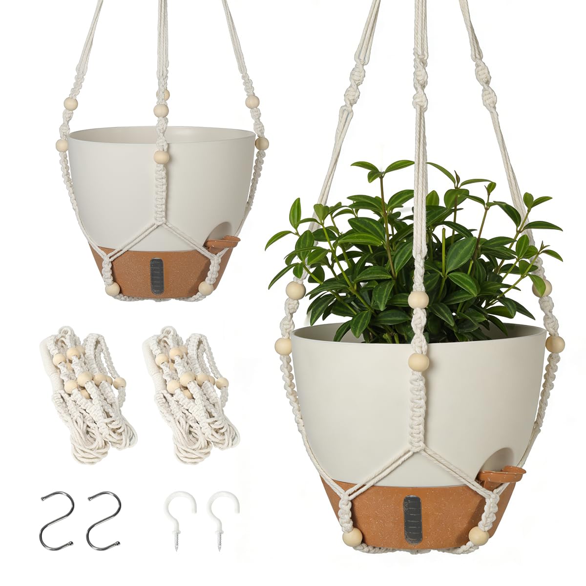 YUNLINGAA self-watering hanging planters outer view for low-maintenance indoor greenery.