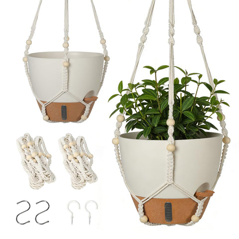 YUNLINGAA self-watering hanging planters outer view for low-maintenance indoor greenery.